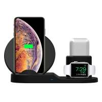 Factory Supply 3 In 1 Qi 10W Fast Charge Wireless Charger Stand Wireless Charging Station for Mobile / Watch / Earphone